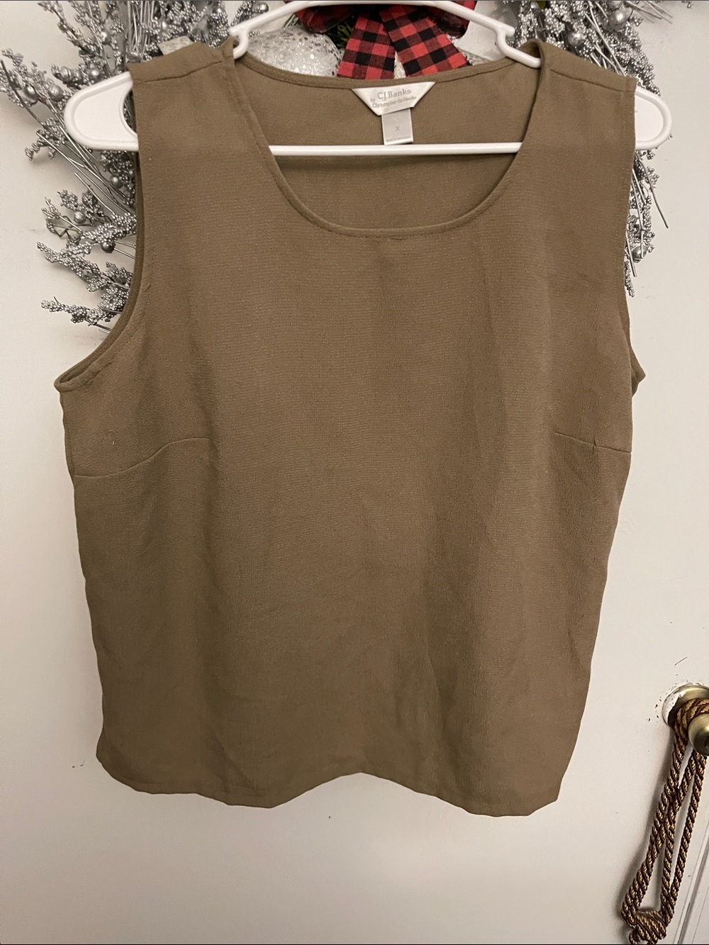 CJ Banks Olive Green Sleeveless Scoop Neck Tank
